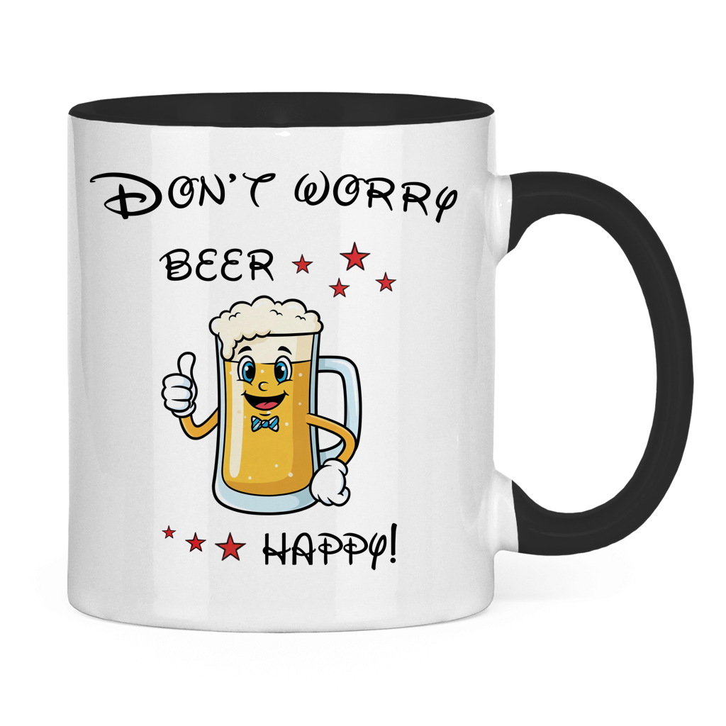 Tasse zweifarbig "Don't worry - beer happy!"