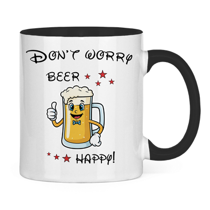 Tasse zweifarbig "Don't worry - beer happy!"