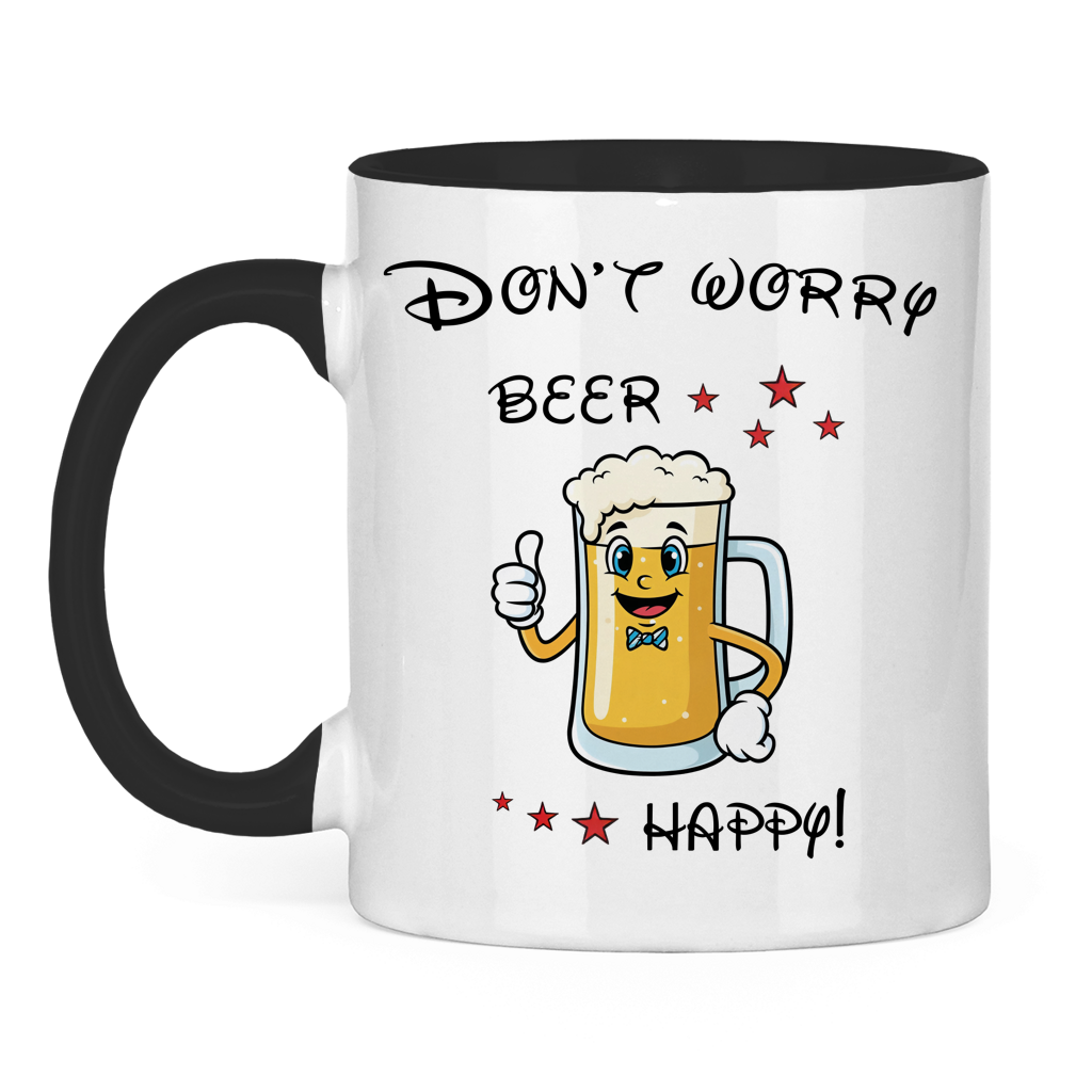 Tasse zweifarbig "Don't worry - beer happy!"
