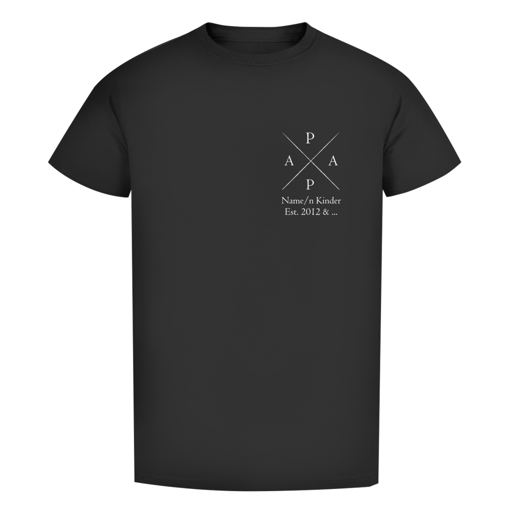 Vatertags T-Shirt - "PAPA" für Namen und Geburtsjahre