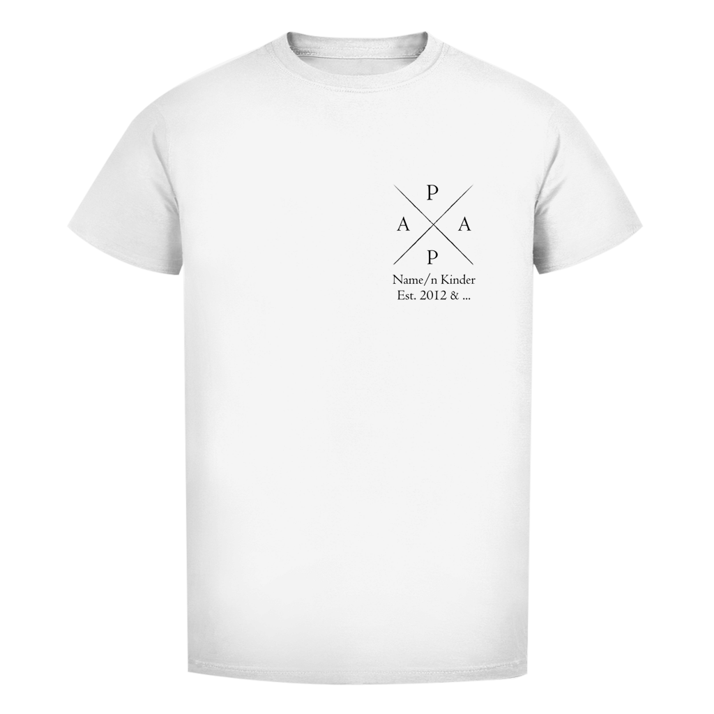 Vatertags T-Shirt - "PAPA" für Namen und Geburtsjahre