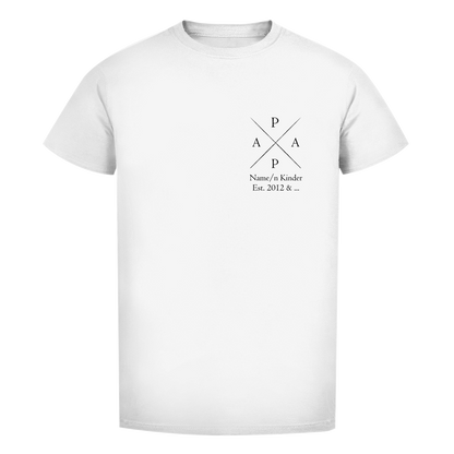 Vatertags T-Shirt - "PAPA" für Namen und Geburtsjahre