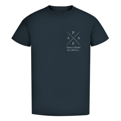 Vatertags T-Shirt - "PAPA" für Namen und Geburtsjahre