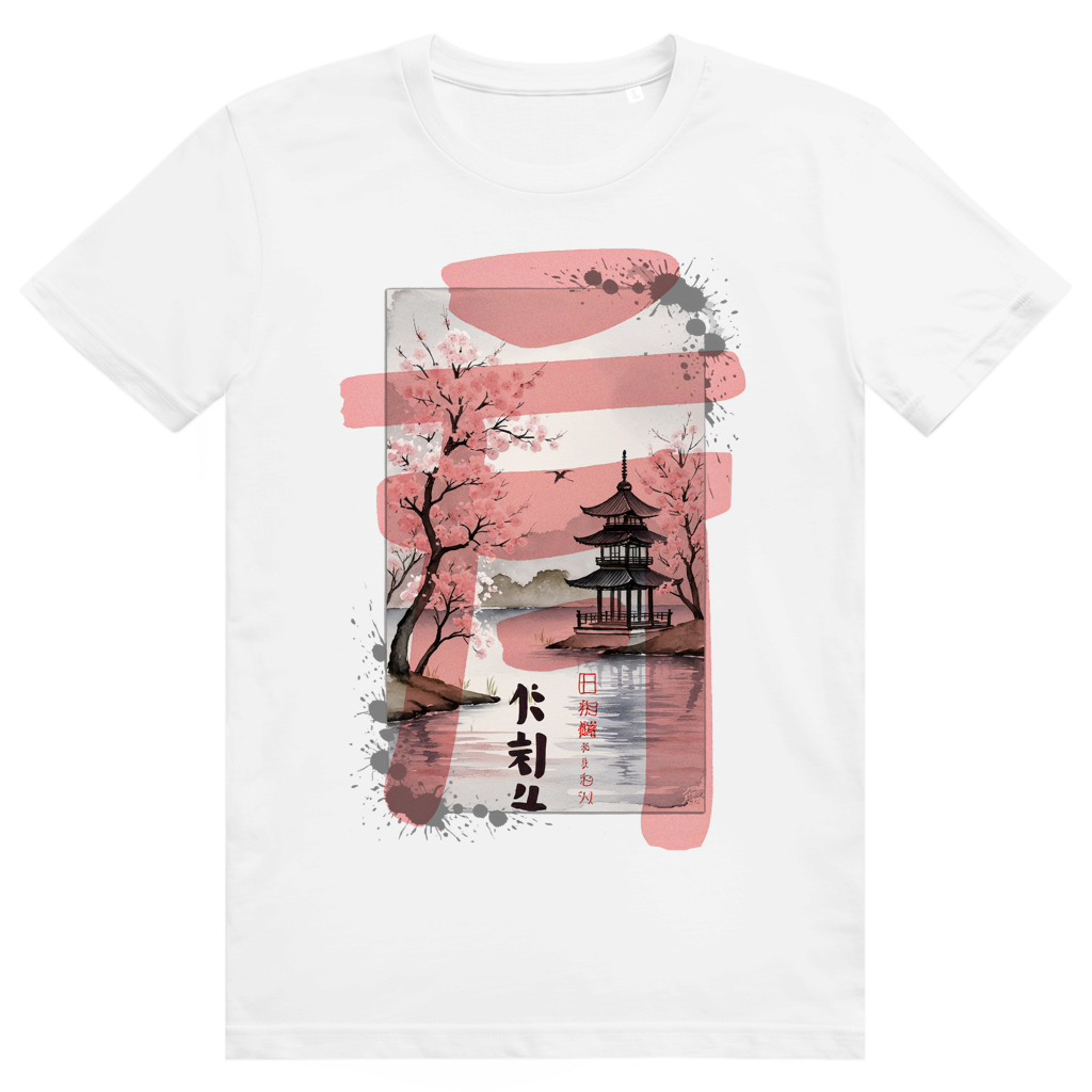 Comfort Cotton+ T-Shirt "Japanische Pagode am Wasser"