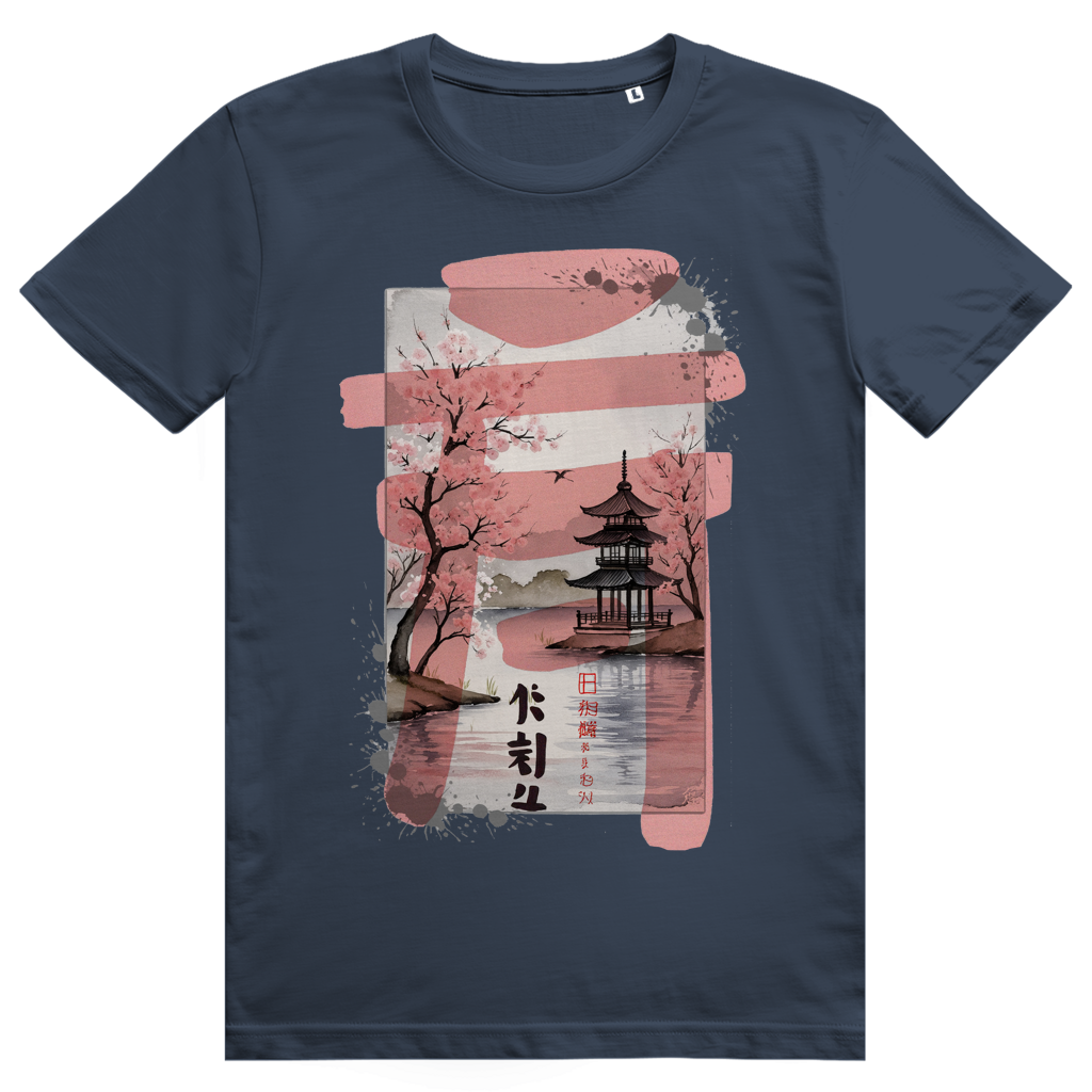 Comfort Cotton+ T-Shirt "Japanische Pagode am Wasser"
