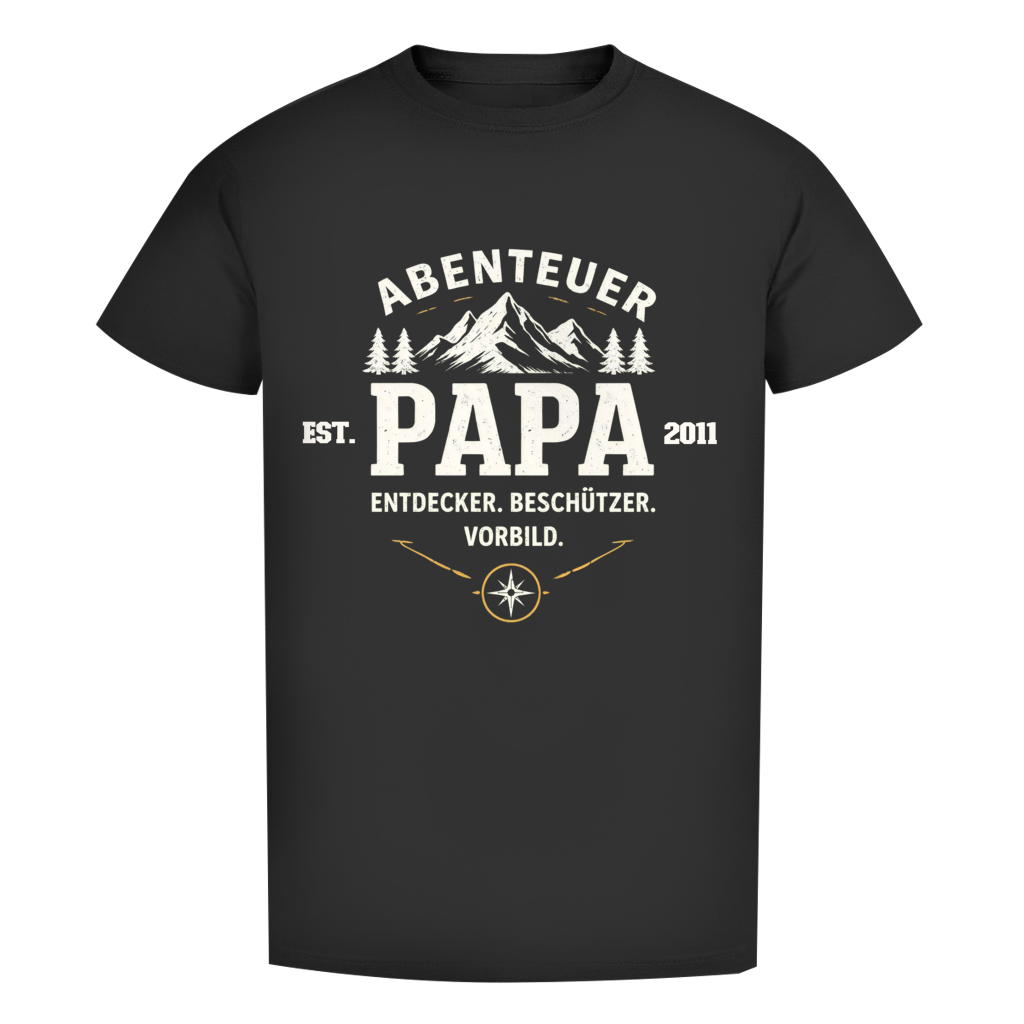Herren T-Shirt - "Abenteuer Papa" - EST.  Jahreszahl