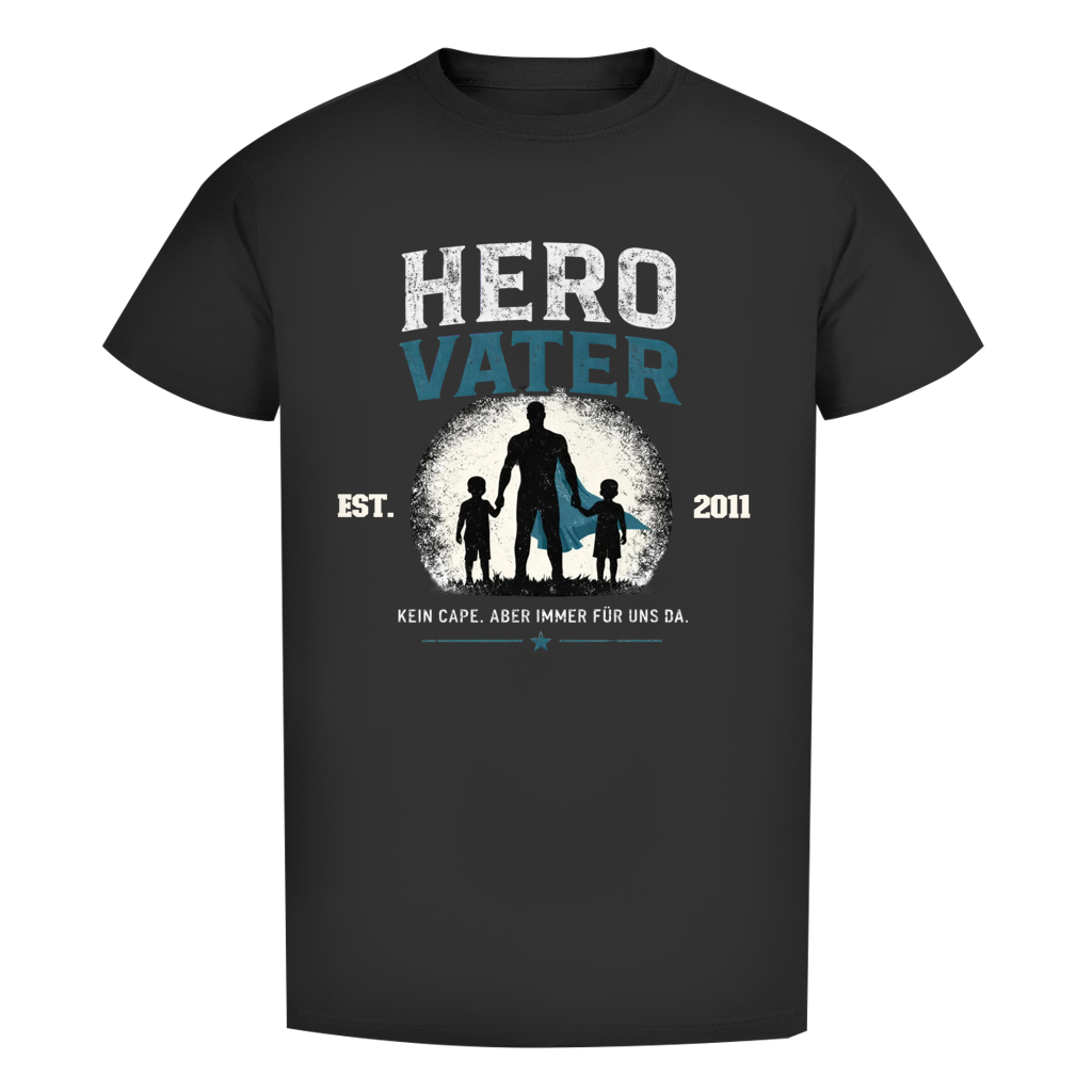 Herren T-Shirt - "HERO VATER" - EST.  Jahreszahl