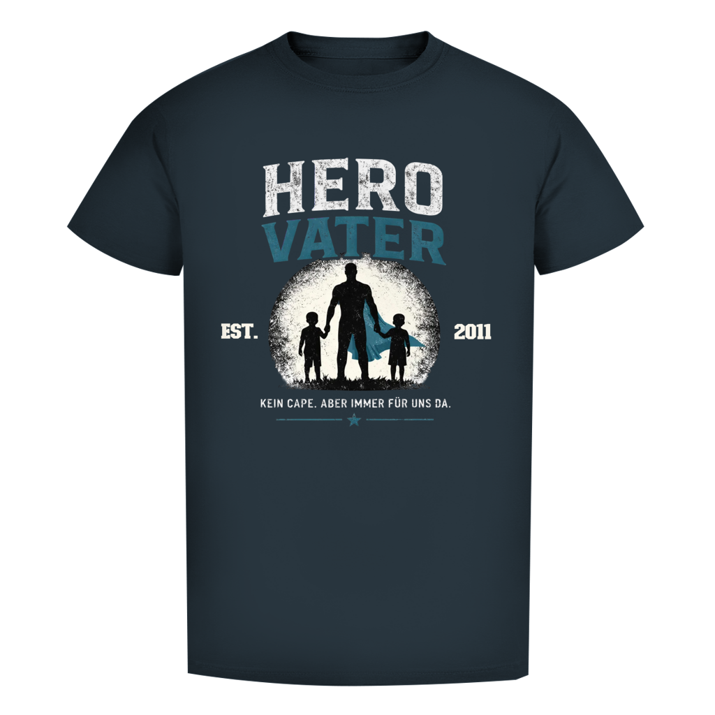Herren T-Shirt - "HERO VATER" - EST.  Jahreszahl