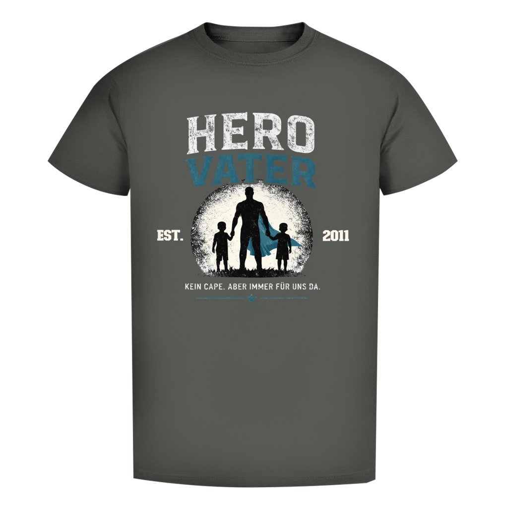 Herren T-Shirt - "HERO VATER" - EST.  Jahreszahl