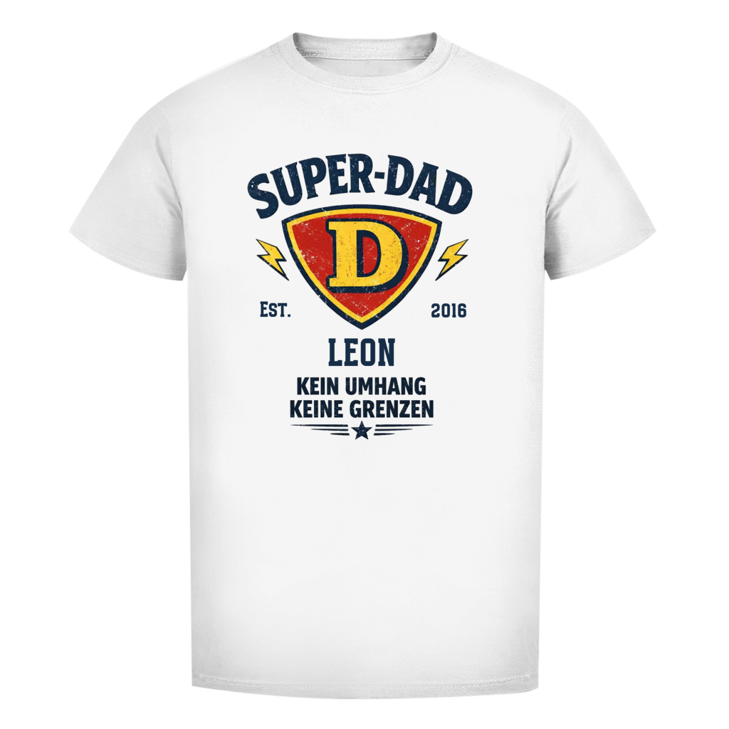 Herren T-Shirt - "Super-Dad" - EST.  Jahreszahl / Namen