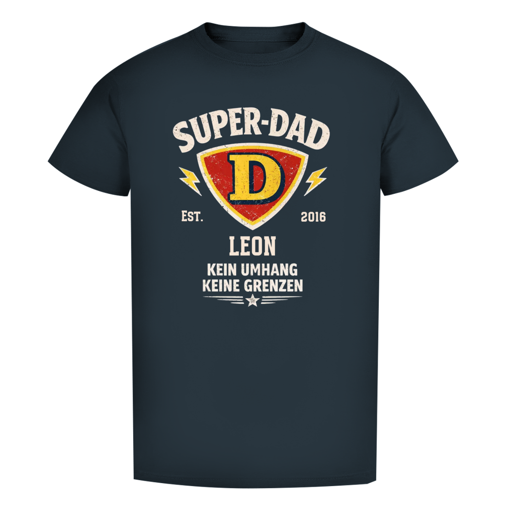 Herren T-Shirt - "Super-Dad" - EST.  Jahreszahl / Namen