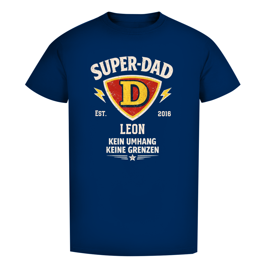 Herren T-Shirt - "Super-Dad" - EST.  Jahreszahl / Namen
