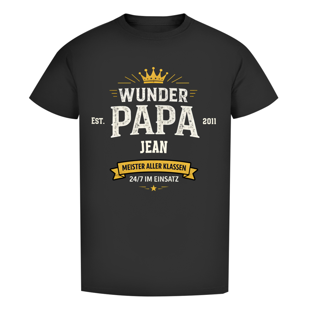 Herren T-Shirt - "Wunder Papa" - EST.  Jahreszahl / Namen