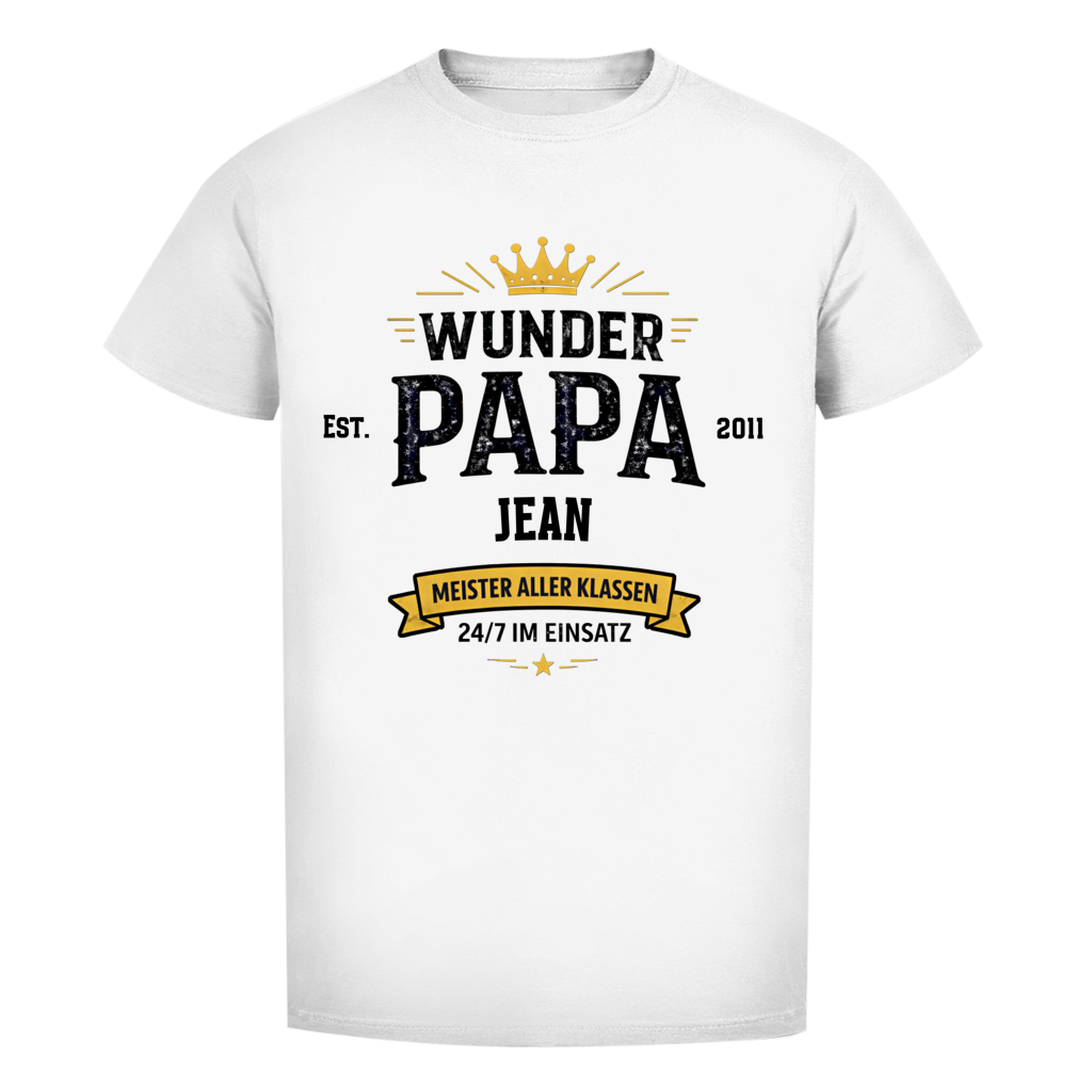 Herren T-Shirt - "Wunder Papa" - EST.  Jahreszahl / Namen