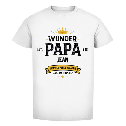 Herren T-Shirt - "Wunder Papa" - EST.  Jahreszahl / Namen