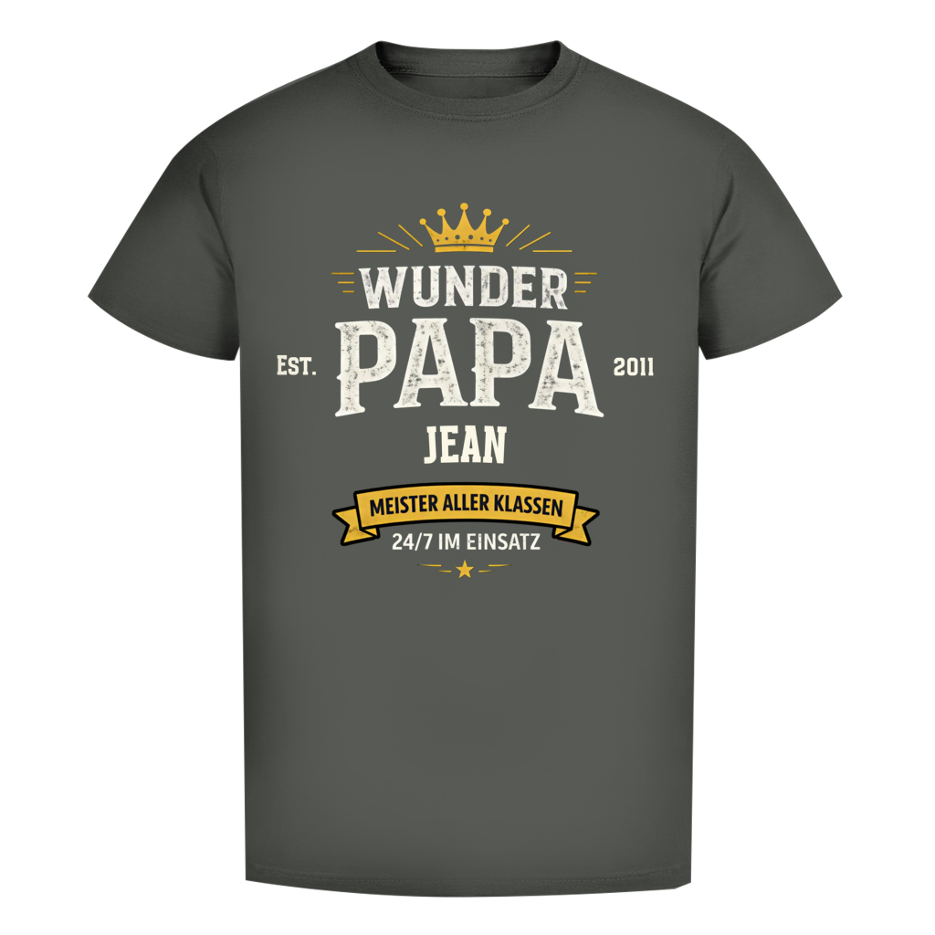 Herren T-Shirt - "Wunder Papa" - EST.  Jahreszahl / Namen
