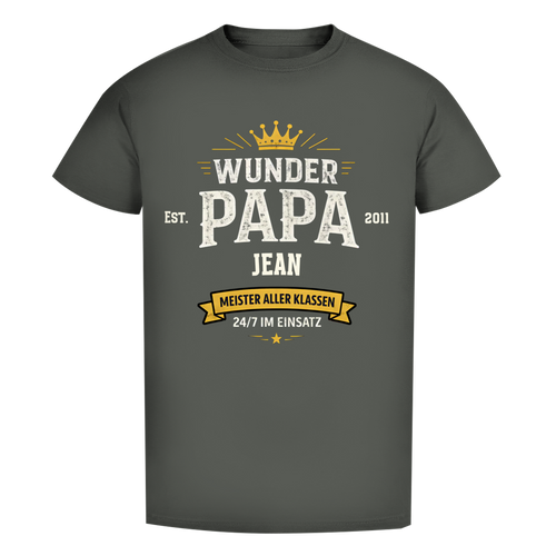 Herren T-Shirt - "Wunder Papa" - EST.  Jahreszahl / Namen