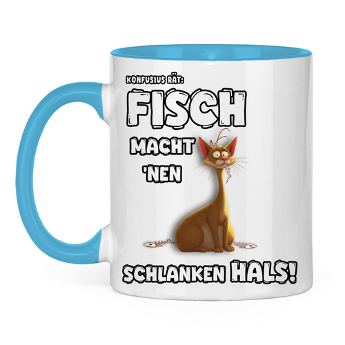 Tasse zweifarbig - Konfusius rät: Fisch macht 'nen schlanken Hals