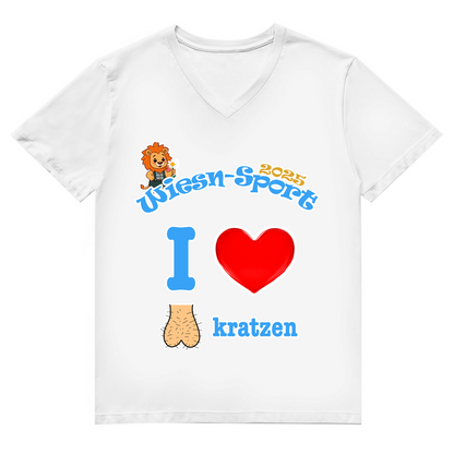 In diese Fall: Herren Premium V-Neck T-Shirt - I love Sack kratzen
