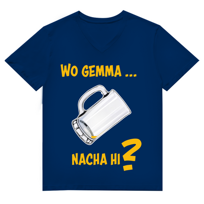 Unisex Premium V-Neck T-Shirt - Wo gemma nacha hi?