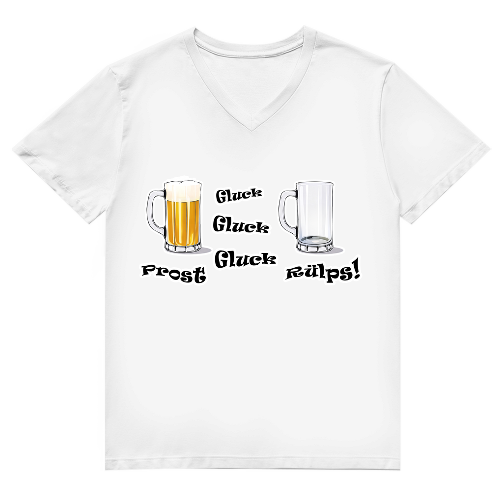 Unisex Premium V-Neck T-Shirt - Prost - Gluck, Gluck, Gluck - Rülps