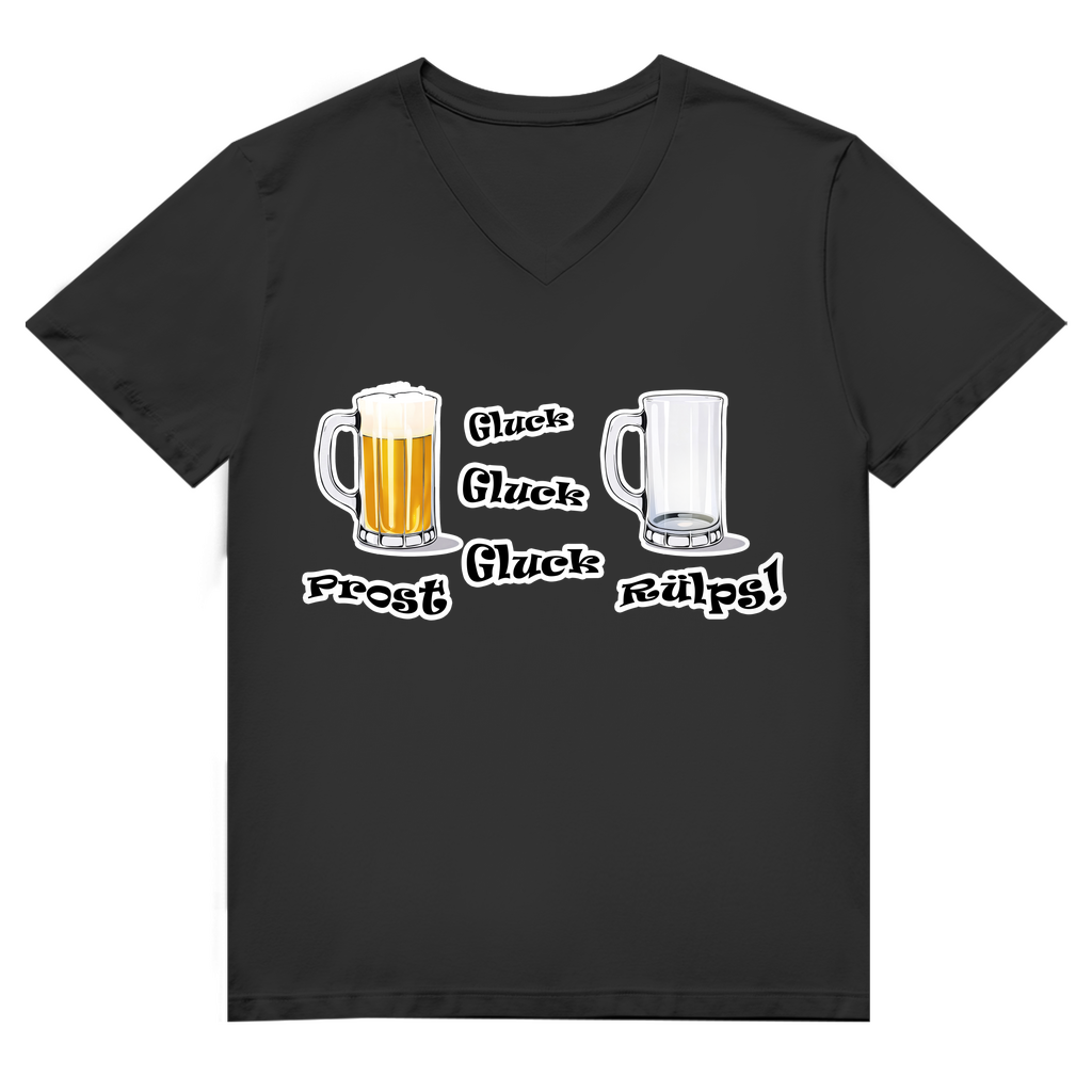 Unisex Premium V-Neck T-Shirt - Prost - Gluck, Gluck, Gluck - Rülps