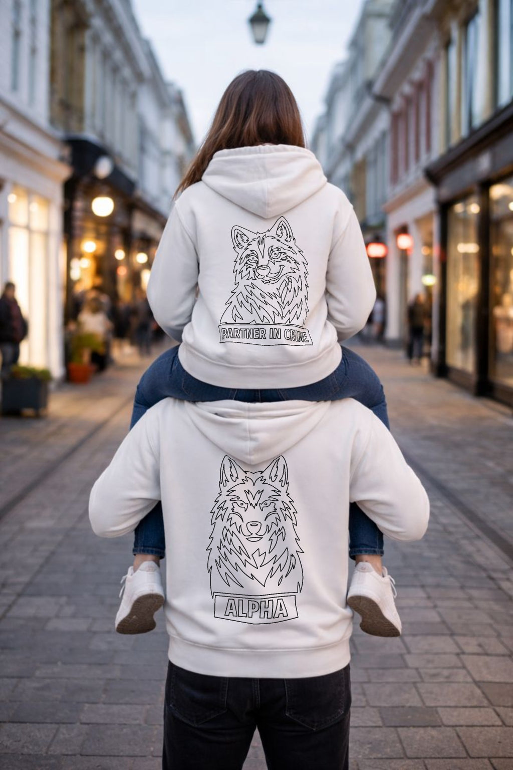 Alpha Wolf und Wölfin (Line Art) - Kuschel Hoodie Bündel