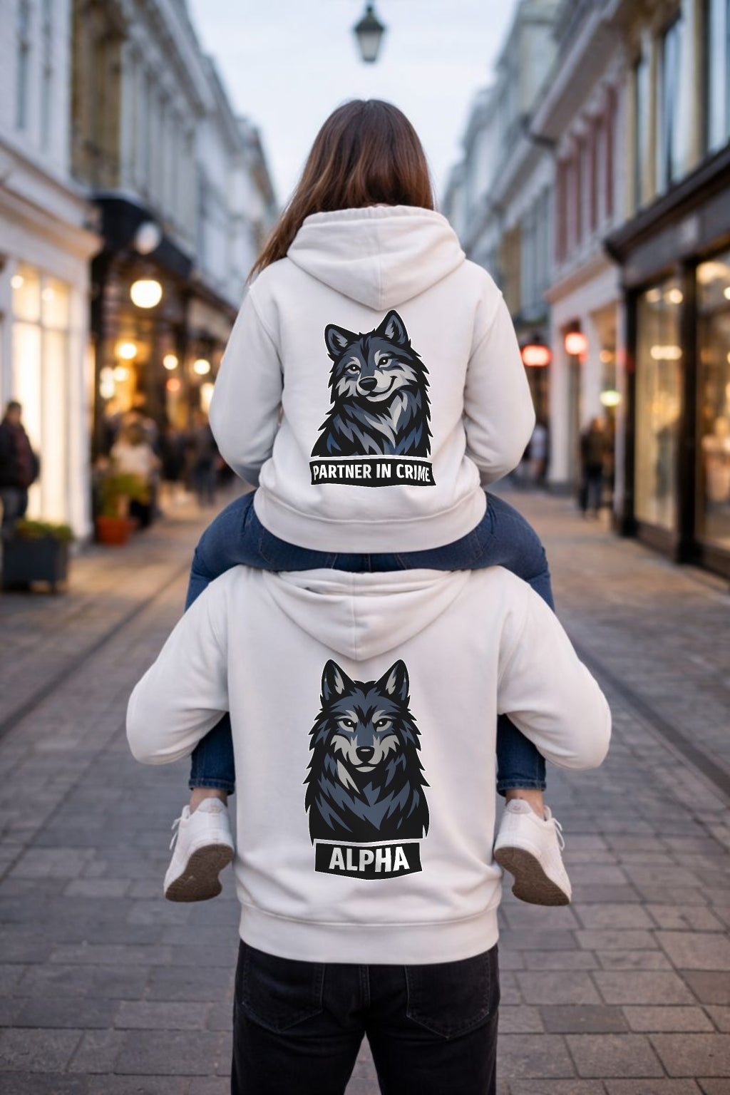Alpha Wolf und Wölfin (Vektor Art) - Kuschel Hoodie Bündel