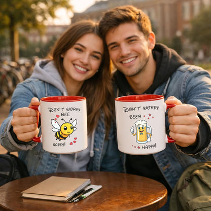Bee happy / Beer happy - Pärchen Tassen-Set