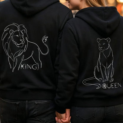 Lions - King / Queen - Line art - Pärchen Hoodie Set