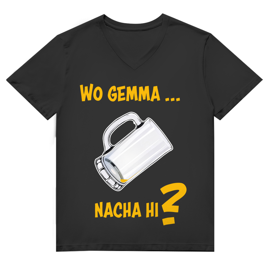 Unisex Premium V-Neck T-Shirt - Wo gemma nacha hi?