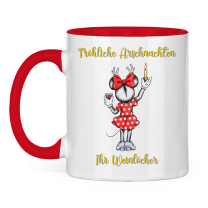 Tasse zweifarbig (Maus) - Fröhliche Arschnachten - Ihr Weinlöcher