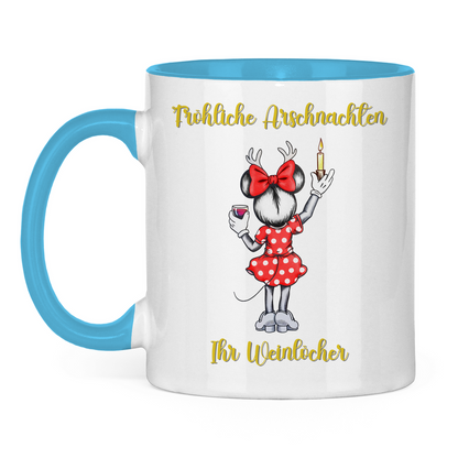 Tasse zweifarbig (Maus) - Fröhliche Arschnachten - Ihr Weinlöcher