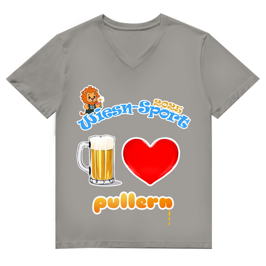 Unisex Premium V-Neck T-Shirt Wiesn-Sport 2025 - I love pullern (Maß)