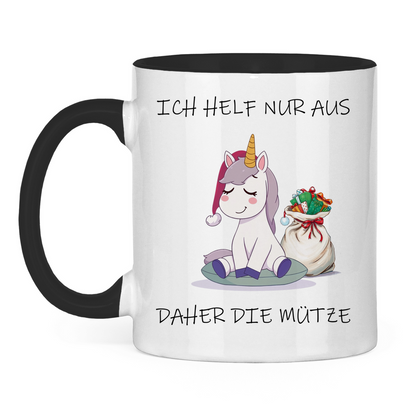 Tasse zweifarbig - Ich helf nur aus - daher die Mütze