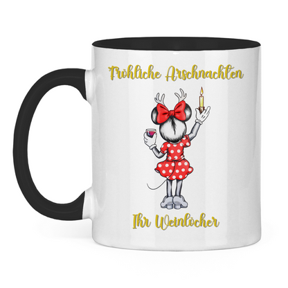 Tasse zweifarbig (Maus) - Fröhliche Arschnachten - Ihr Weinlöcher