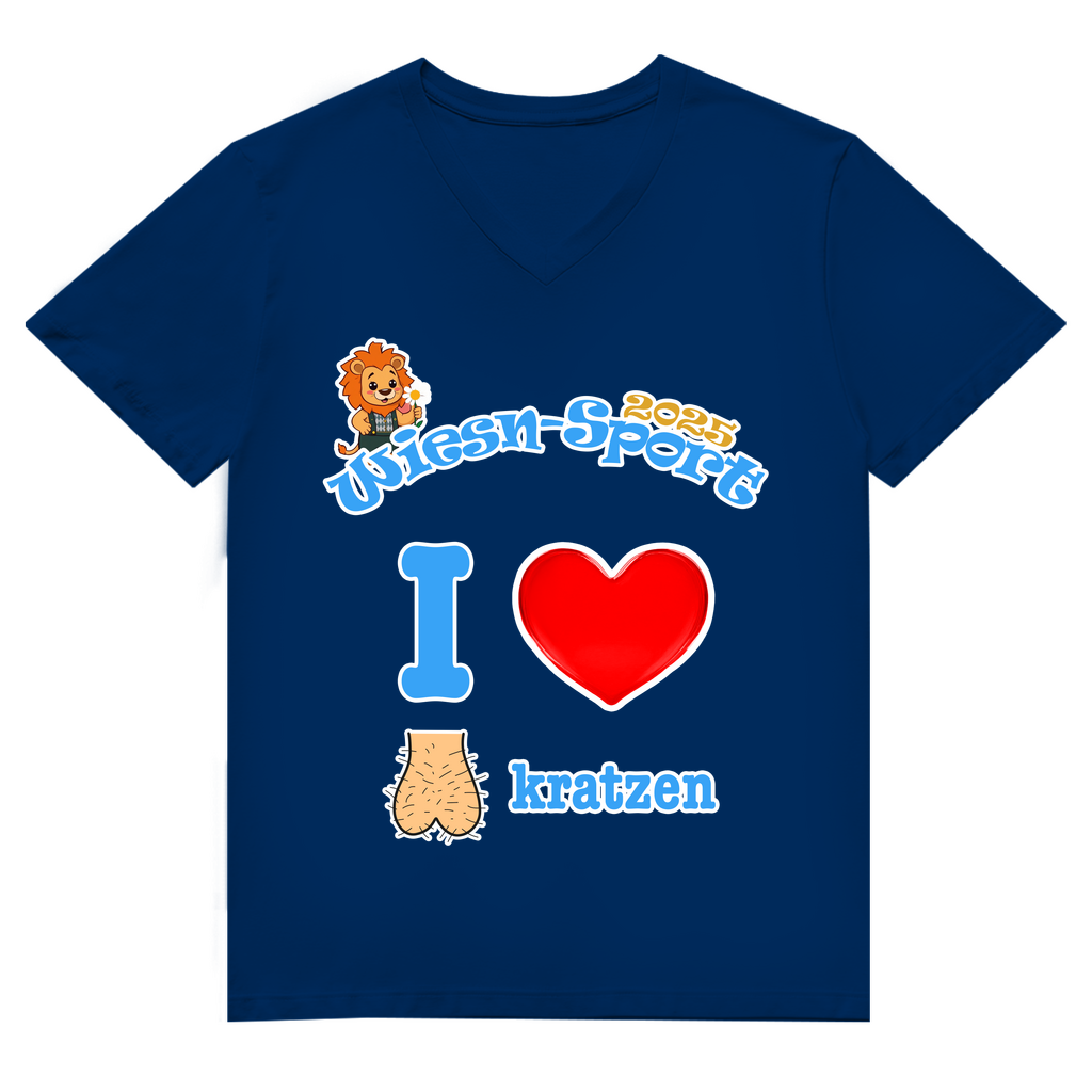 In diese Fall: Herren Premium V-Neck T-Shirt - I love Sack kratzen