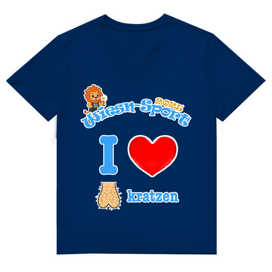 In diese Fall: Herren Premium V-Neck T-Shirt - I love Sack kratzen