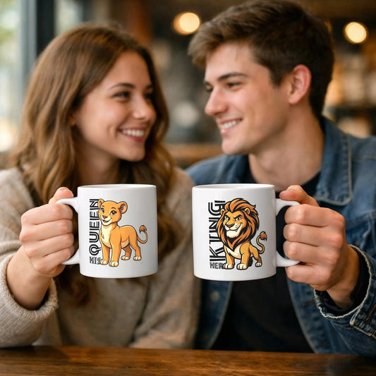 King / Queen Lion - Weißes Tassen-Set