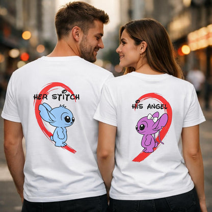 Her stitch/His angel - Kuschel T-Shirt Bündel