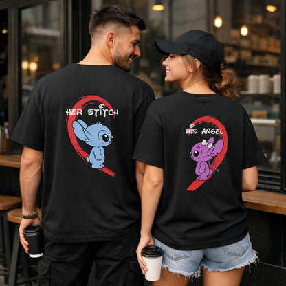 Her stitch/His angel - Kuschel T-Shirt Bündel